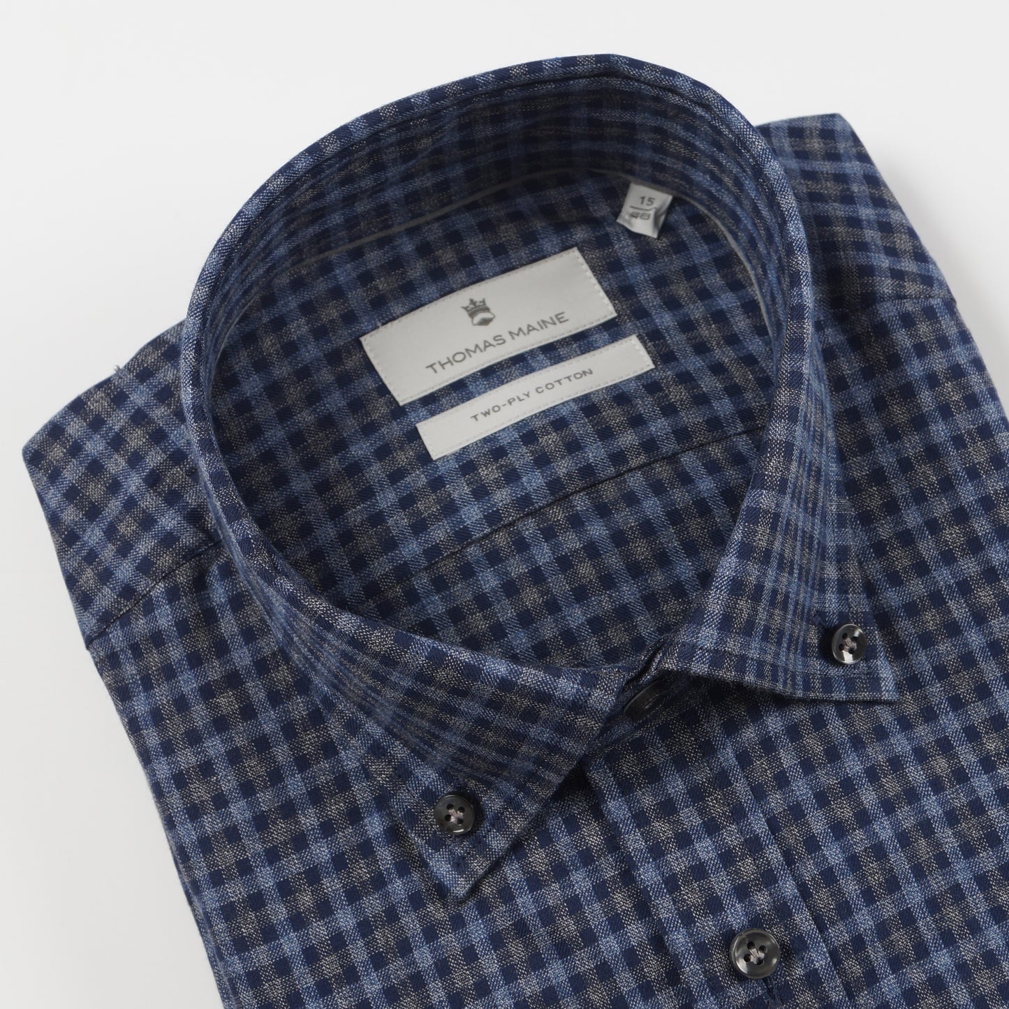 - Torino Button Down Check Shirt - Navy