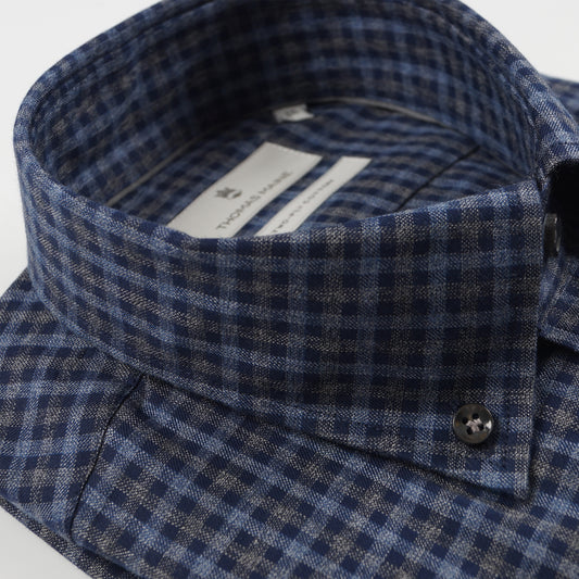 - Torino Button Down Check Shirt - Navy