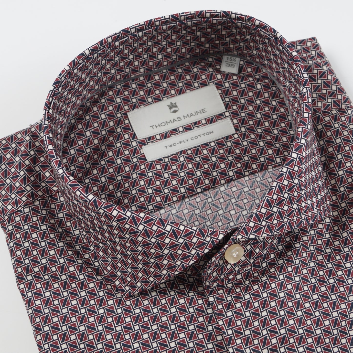 - Modern Kent Pattern Shirt - Dark Red