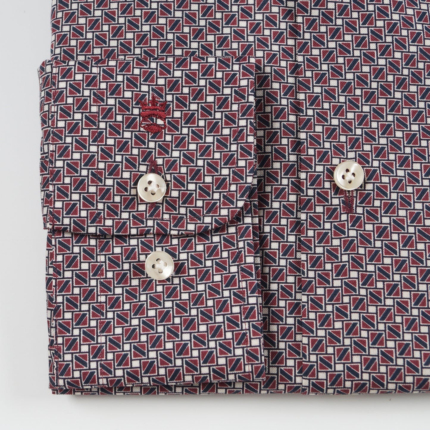 - Modern Kent Pattern Shirt - Dark Red