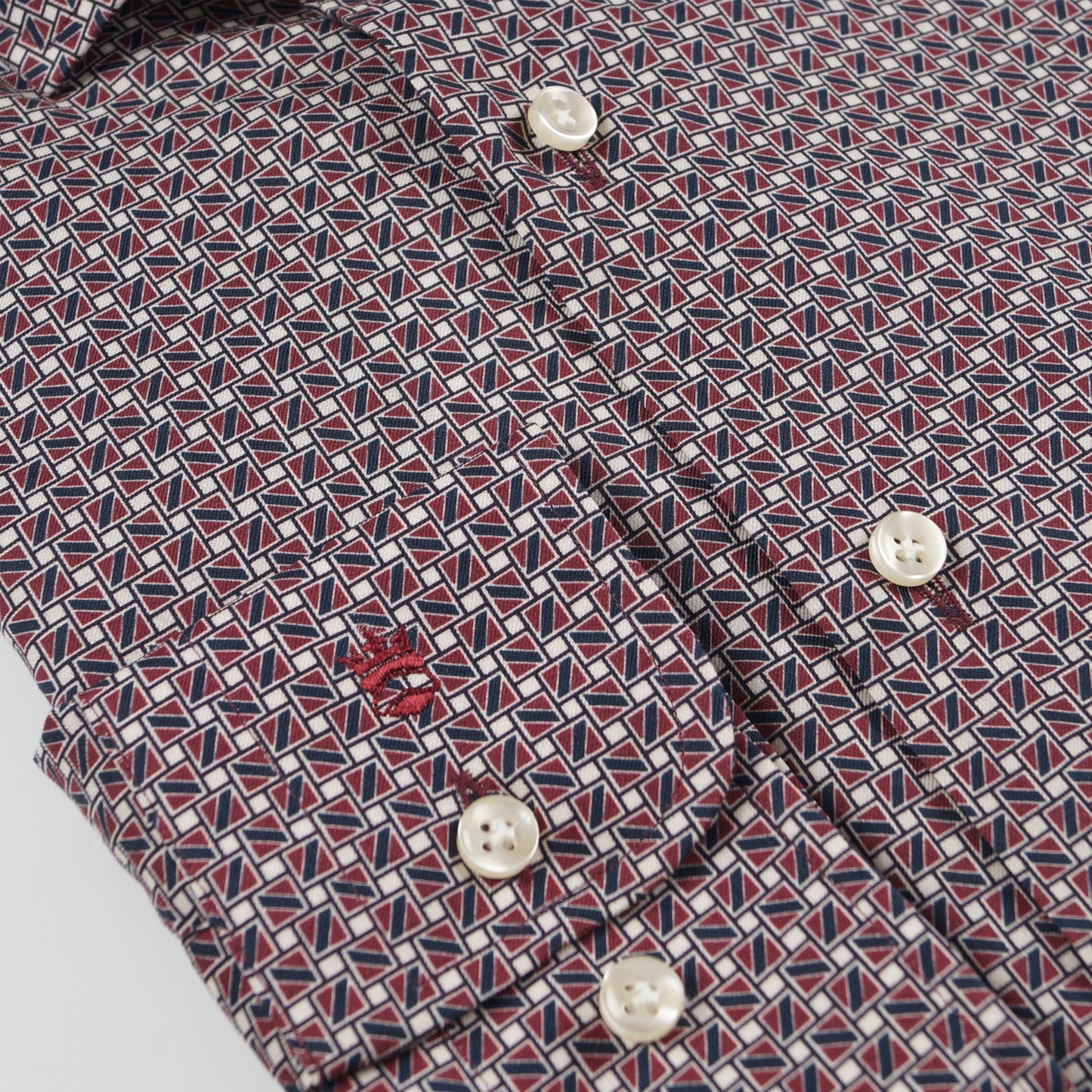 - Modern Kent Pattern Shirt - Dark Red