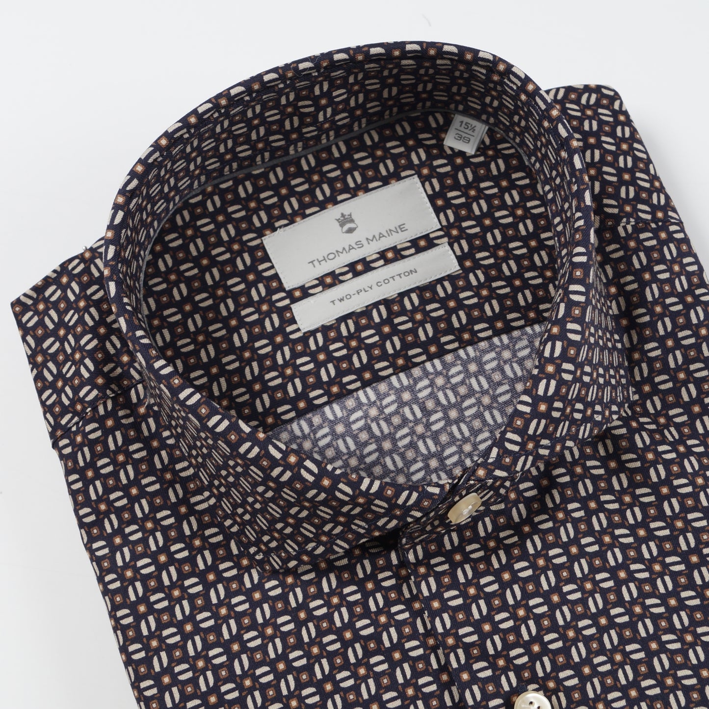 - Roma Modern Knit Pattern Shirt - Navy