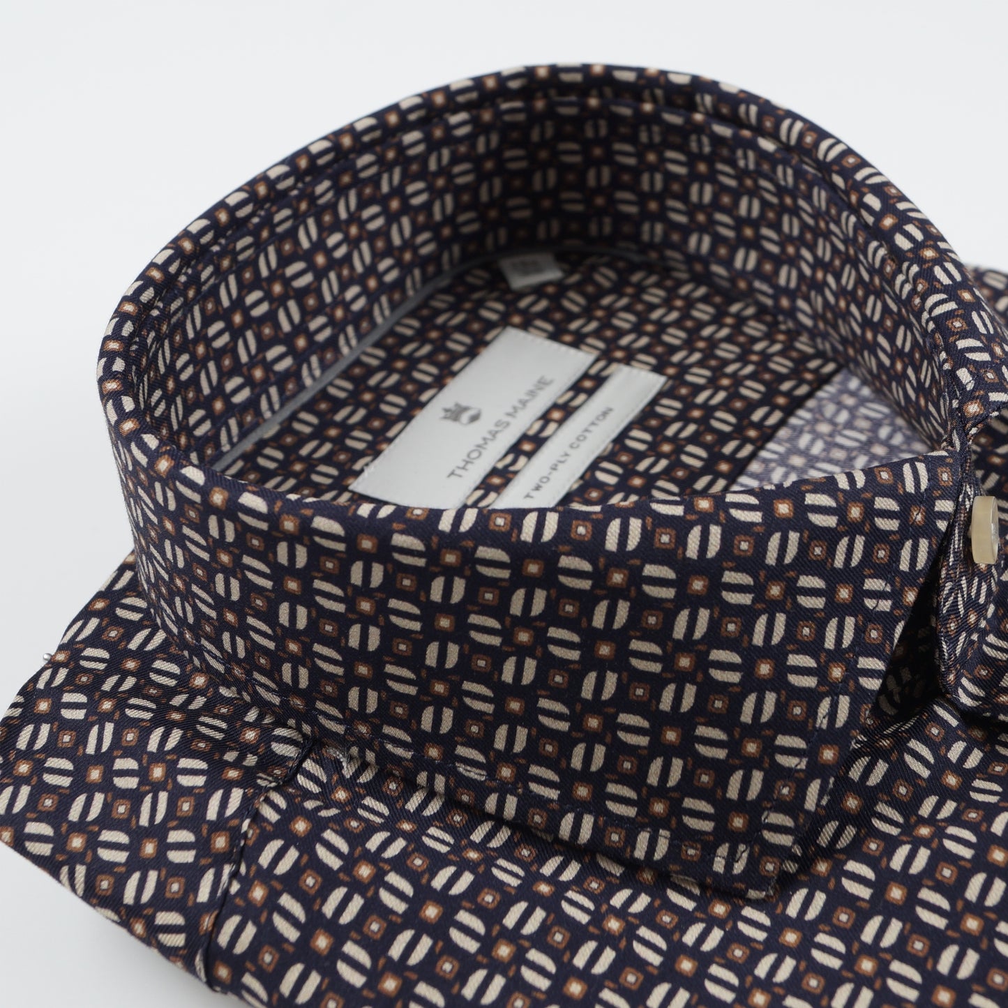 - Roma Modern Knit Pattern Shirt - Navy