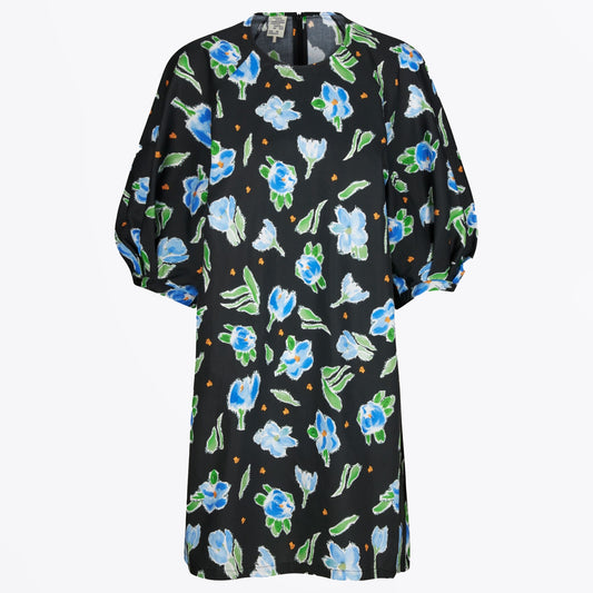 - Althea Dress - Black Blue Flower