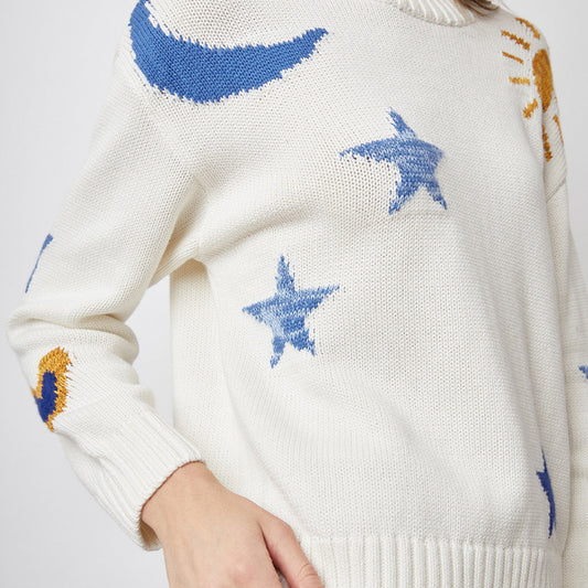 - Zoey Knitted Pullover - Ivory Gold Galaxy
