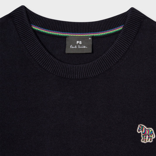 - Zebra Badge Crew Neck Sweater - Very Dark Navy