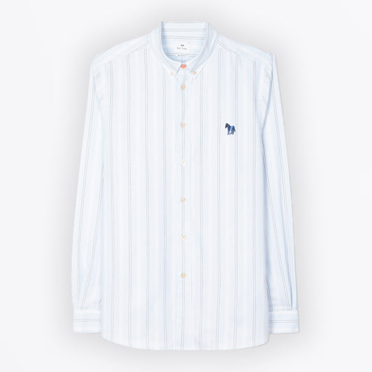 - Zebra Stripe Regular Fit Shirt - Blue