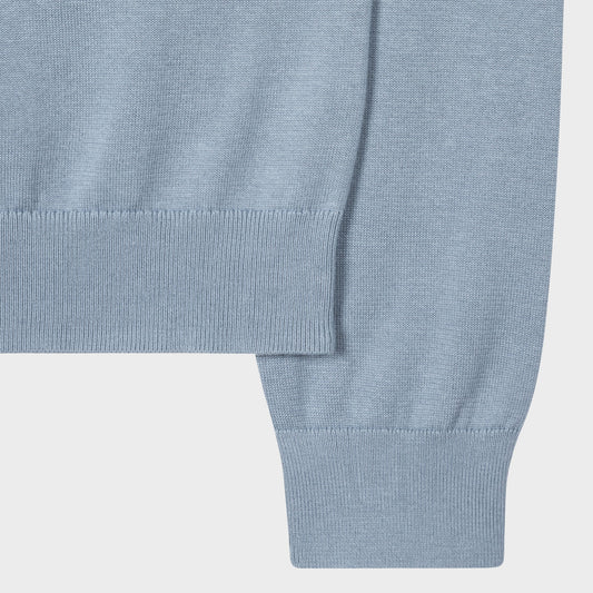 - Zebra Badge Crew Neck Sweater - Blue