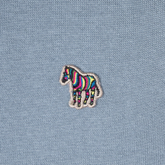 - Zebra Badge Crew Neck Sweater - Blue