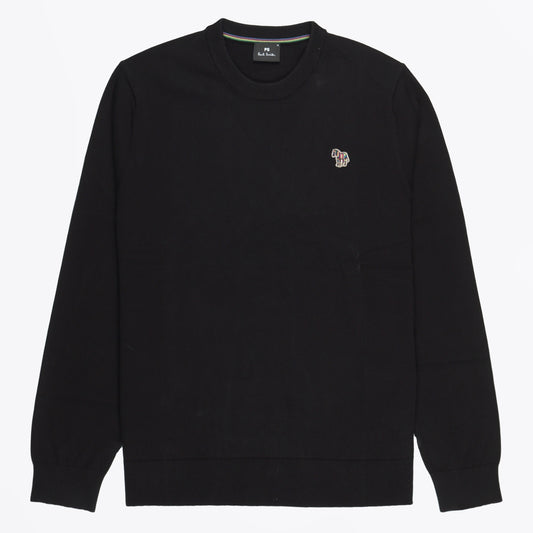 - Zebra Badge Crew Neck Sweater - Black