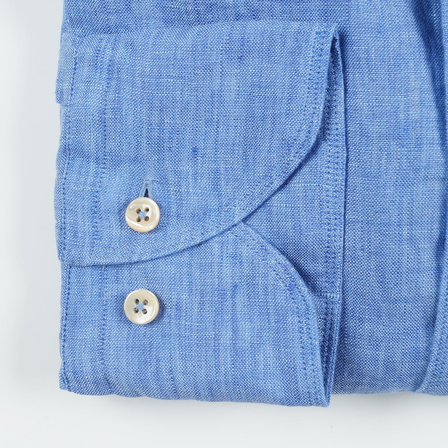 - Fitted Body Linen Shirt - Blue