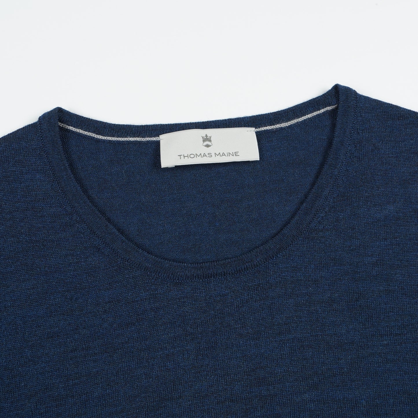 - Crew Neck Long Sleeve Merino Pullover - Dark Jeans