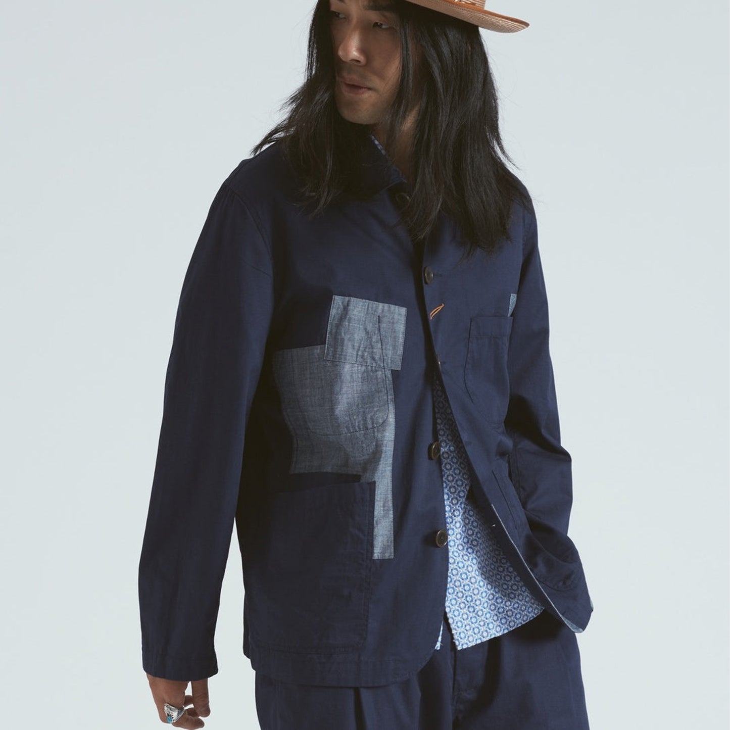 - Patched Bakers Jacket Fine Twill - Navy