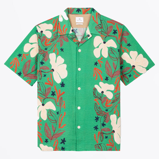 - 'Sea Floral' Casual Fit Shirt - Green