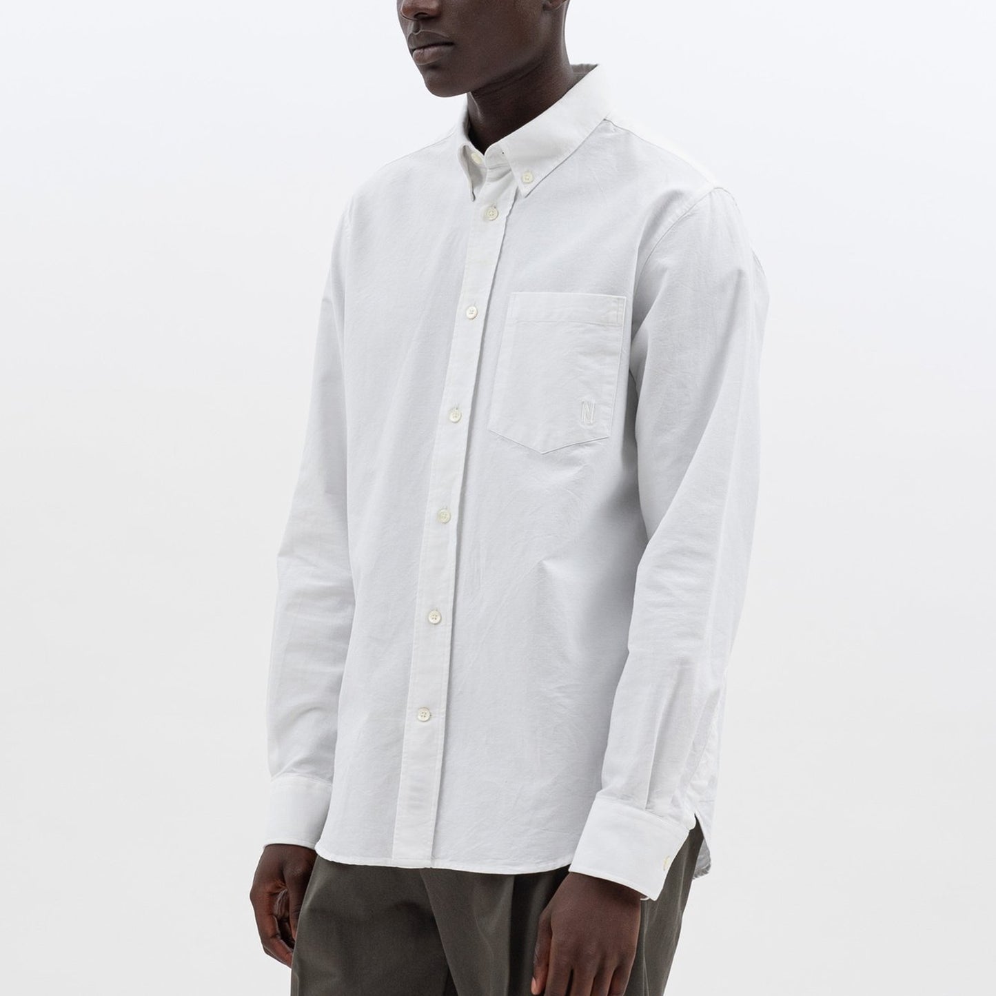 - Algot Oxford Monogram Shirt - White
