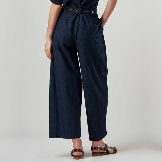 - Concur Paisley Embroidered Trousers - Navy