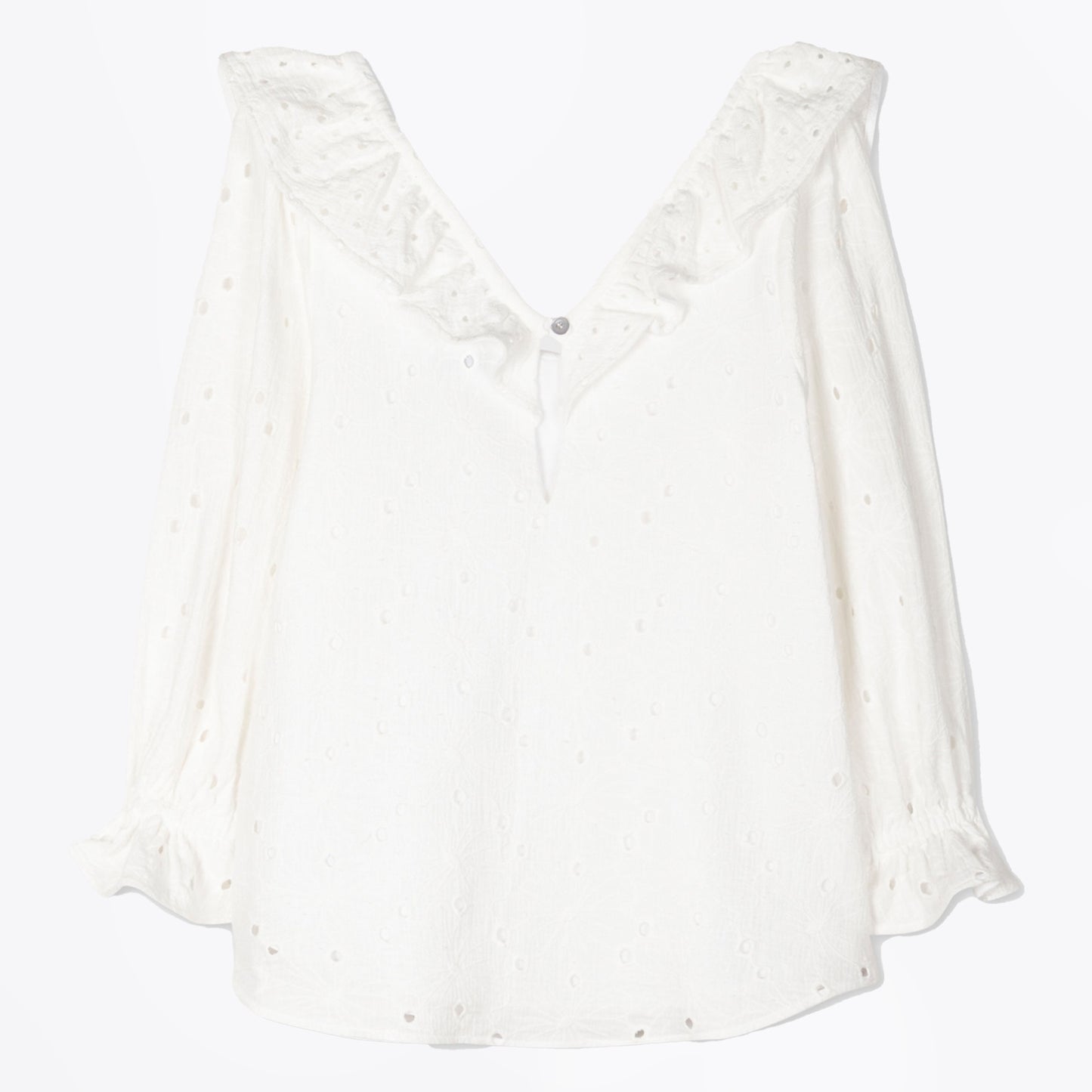 - Cotton Broderie Anglaise Top - White