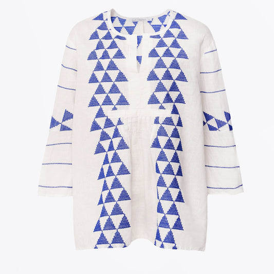 - Arrow Cotton Top - White Blue