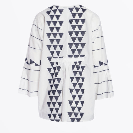 - Tunic Arrow Cotton Bell Sleeve - White