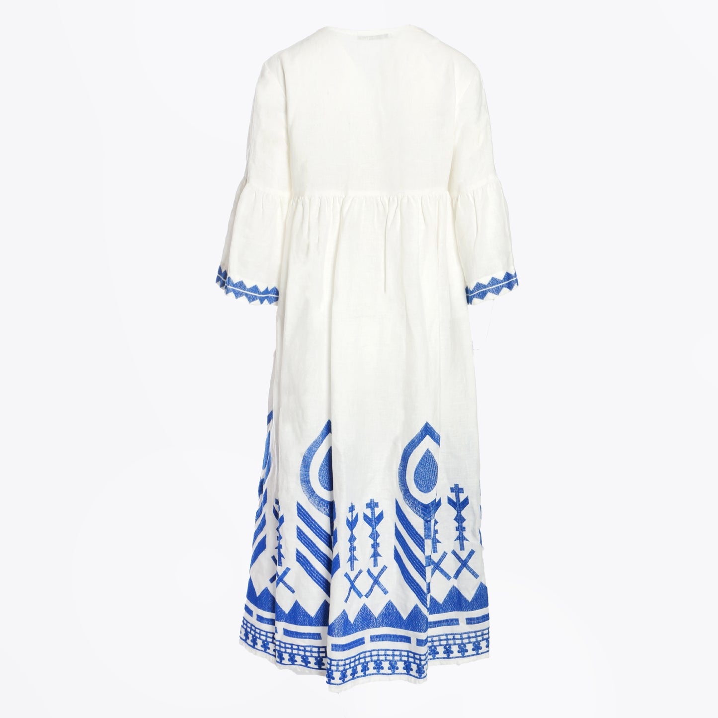 - Maxi Dress Feather Chevron - White Blue