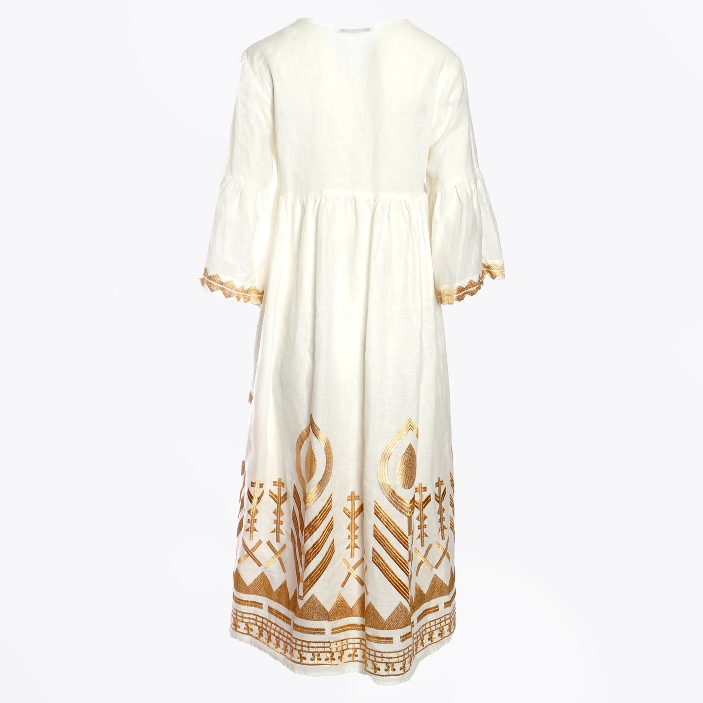 Maxi Feather Chevron Dress - White Gold
