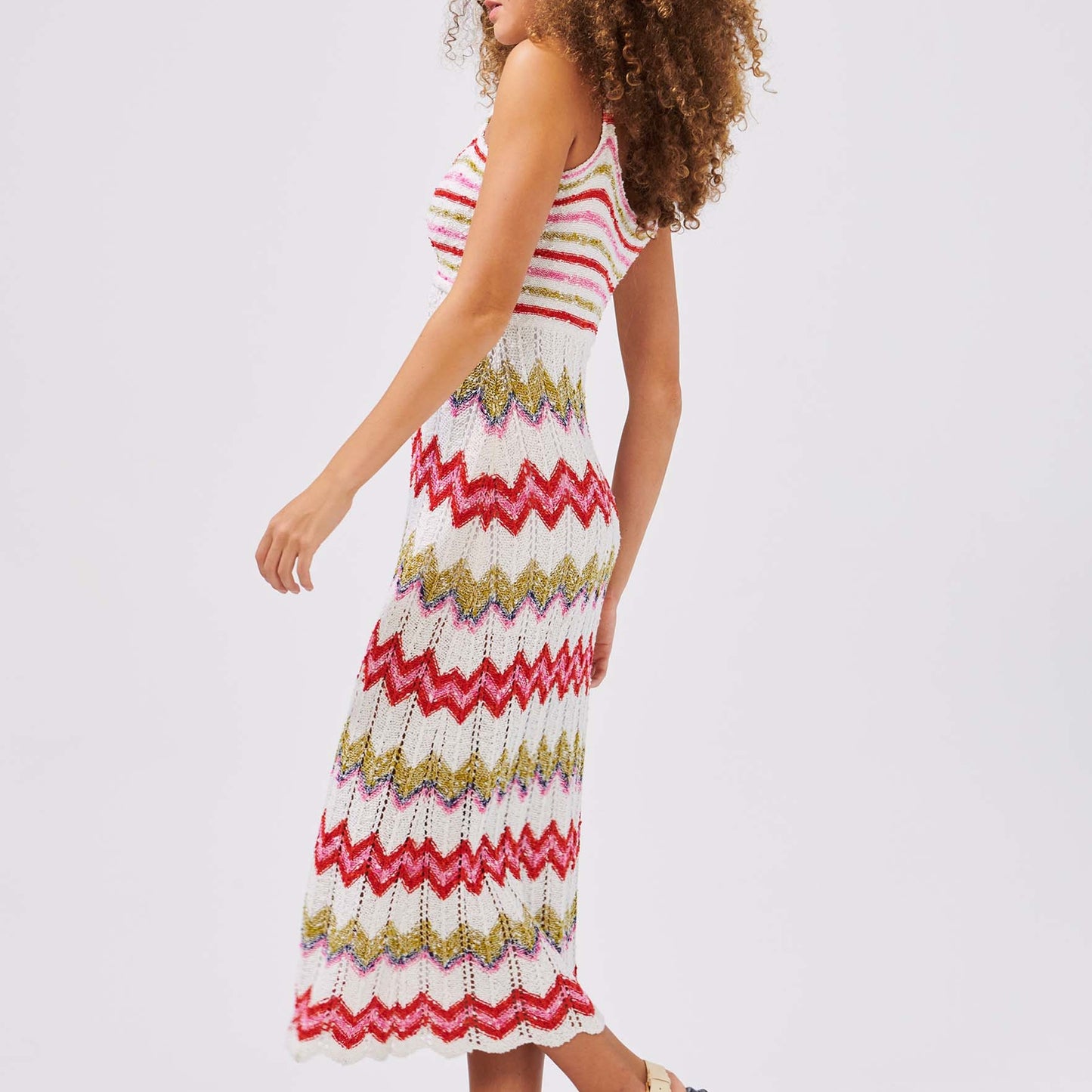 - Boucle Twisted Bandeau Sundress - Zig-Zag White