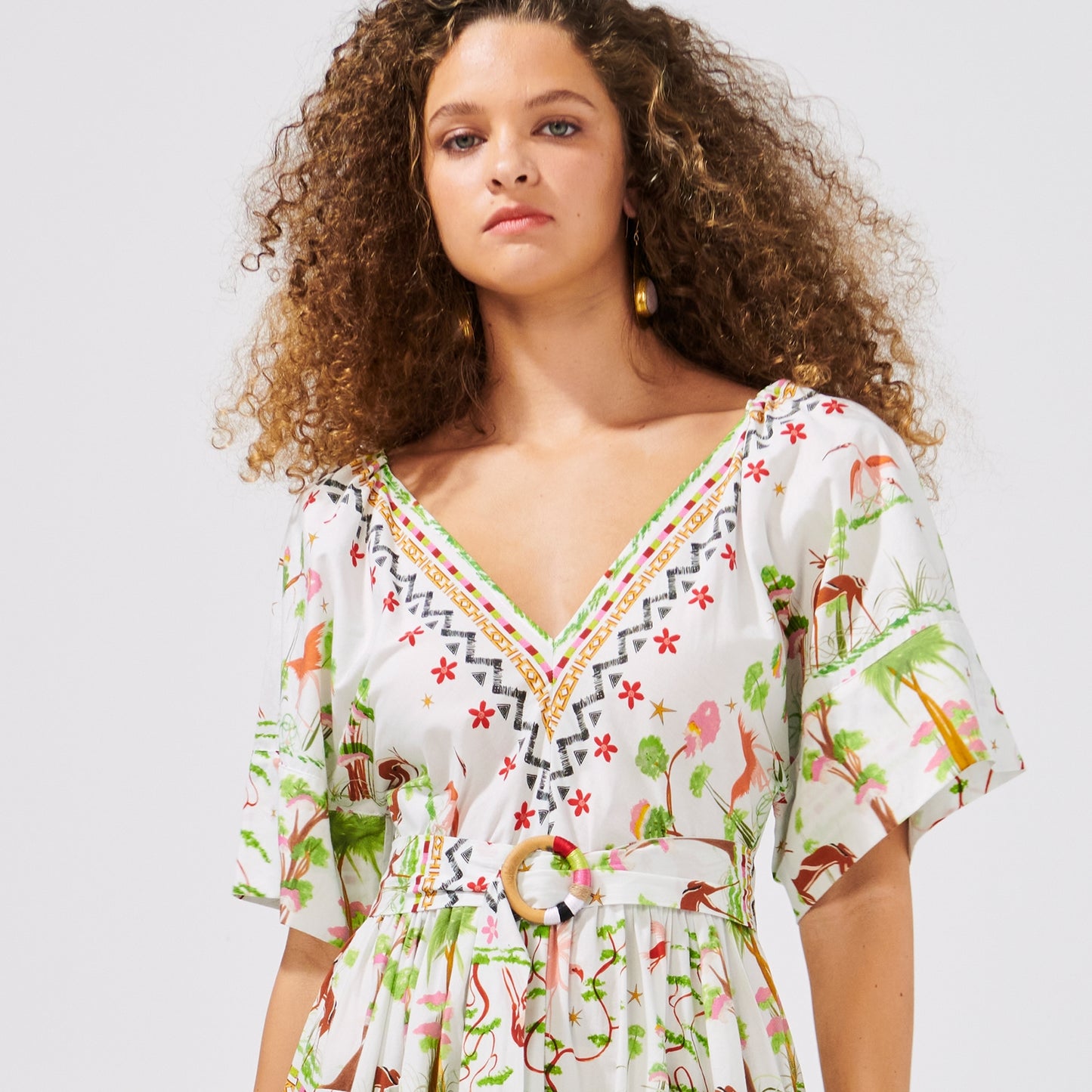 - Kimono Sleeve V-Neck Maxi - White