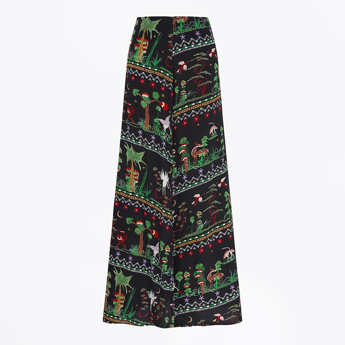 High Waist Lace Panelled Maxi Skirt - Black
