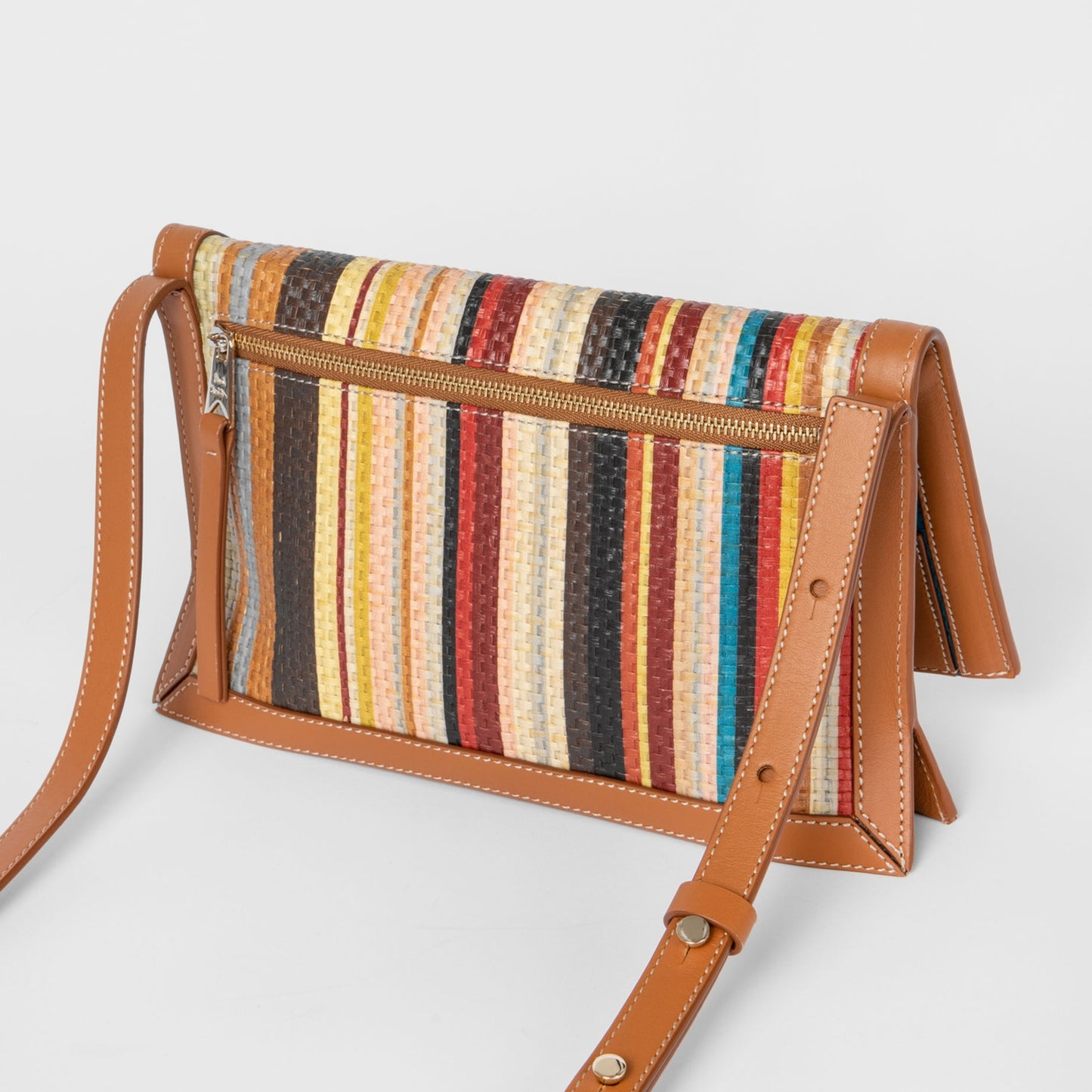 - 'Signature Stripe' Raffia Crossbody Bag - Multi