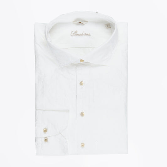 - Fitted Body Square Textured Shirt - White
