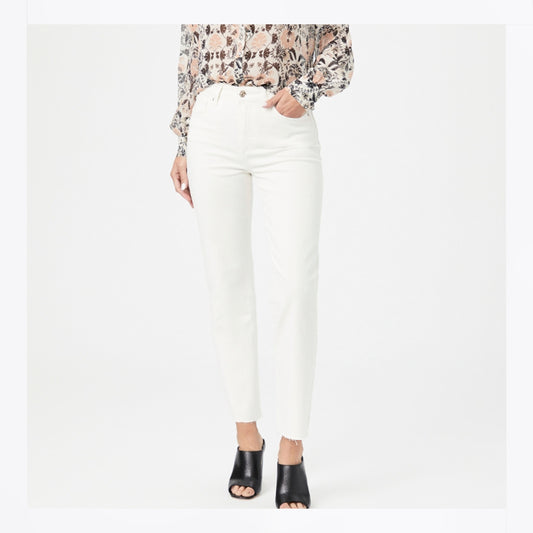 - Stella Cross Back Belt Loops Jeans - Ecru