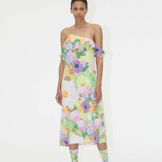 - Tosca Beaded Rows Dress - Faded Floral