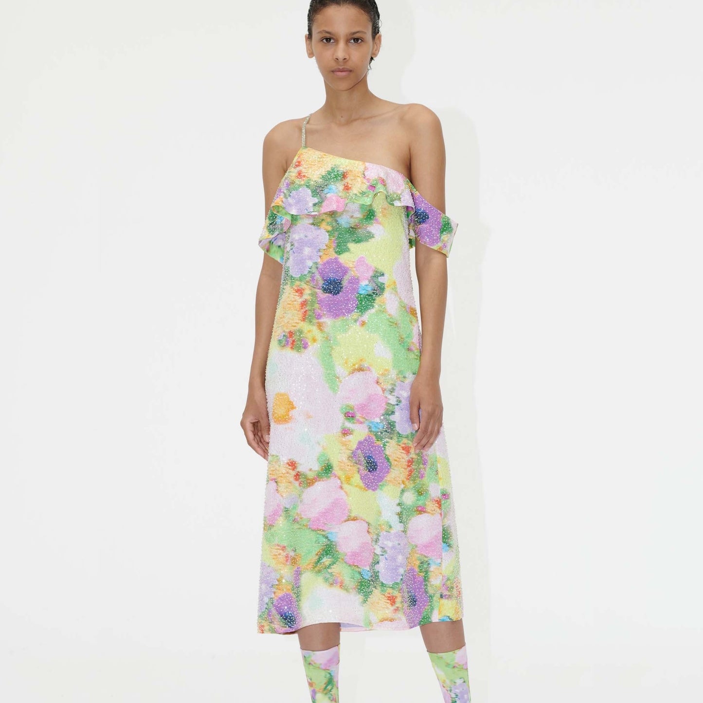 - Tosca Beaded Rows Dress - Faded Floral