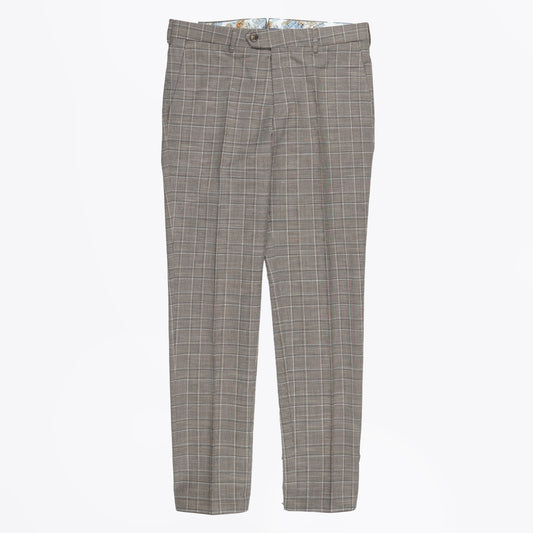 - Lupus Woollen Checked Trousers - Beige
