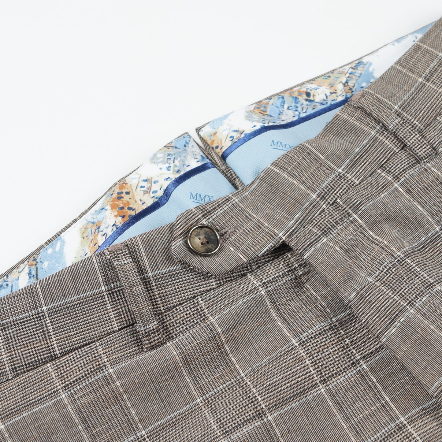 - Lupus Woollen Checked Trousers - Beige