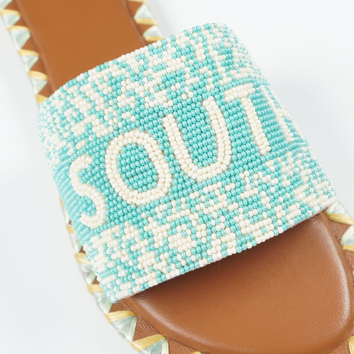 - South Beach Hand Beaded Sliders - Aqua