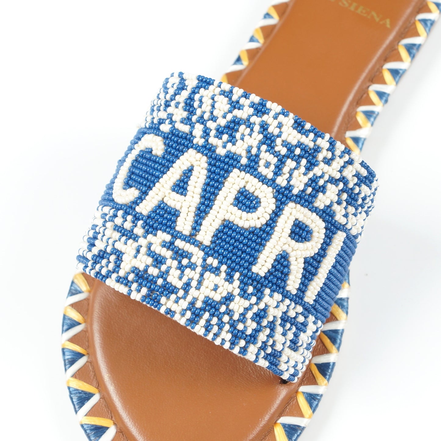 - Capri Hand Beaded Sliders - Blue