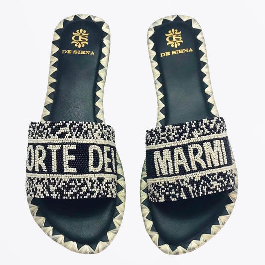 - Forte Dei Marmi Hand Beaded Sliders - Black