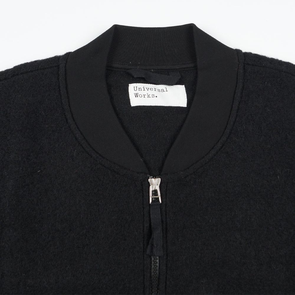 - Wool Fleece Zip Bomber - Black