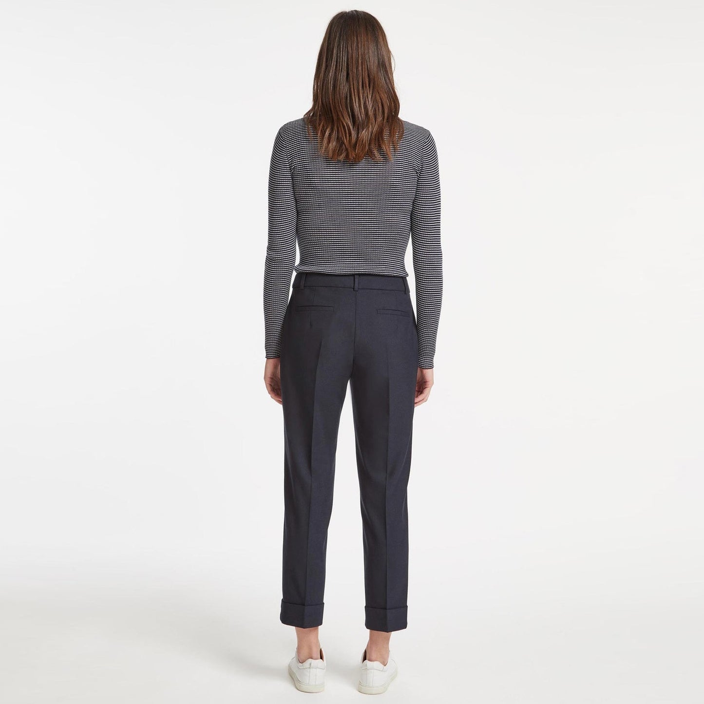 - Clement New Wool Turn Up Trouser -Navy