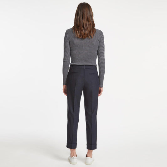 - Clement New Wool Turn Up Trouser -Navy