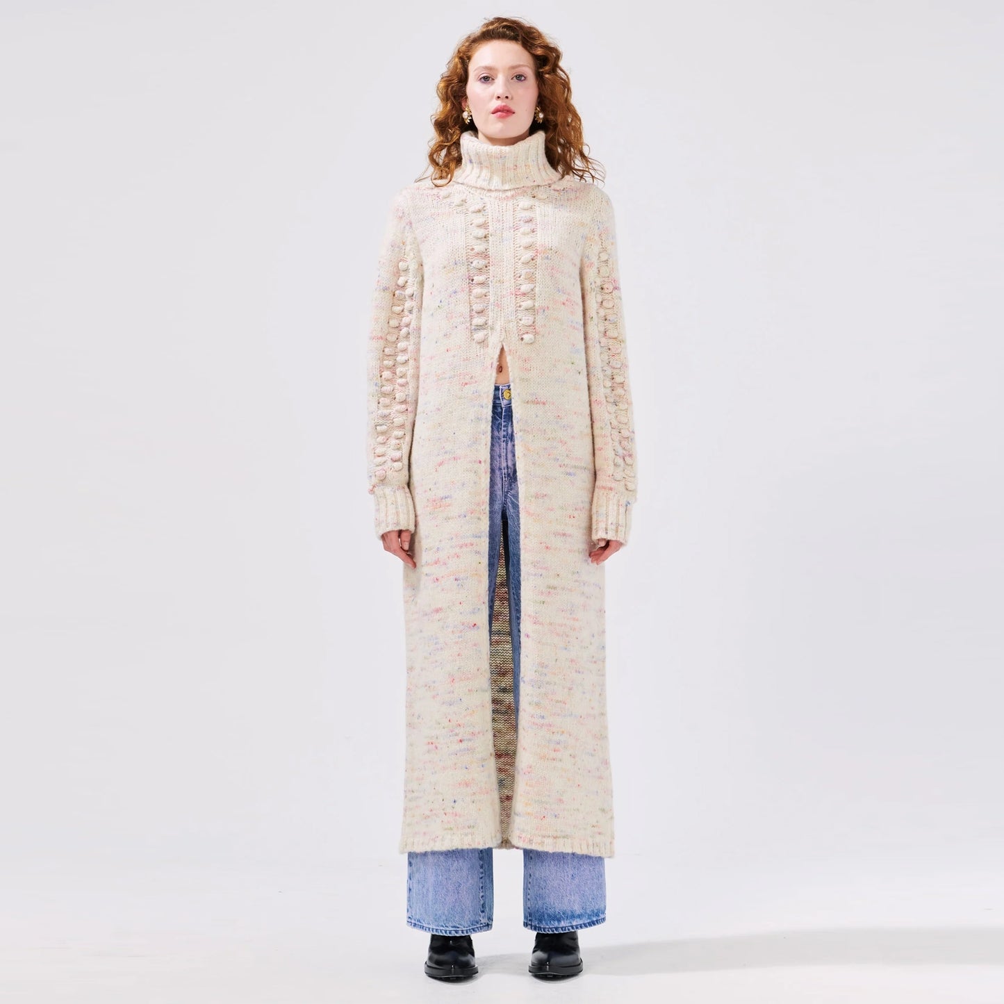 - Alpaca Bobble Long Jumper - Cream