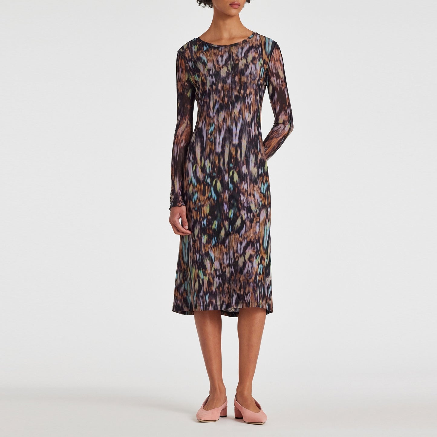 - Bark Print Mesh Dress - Black