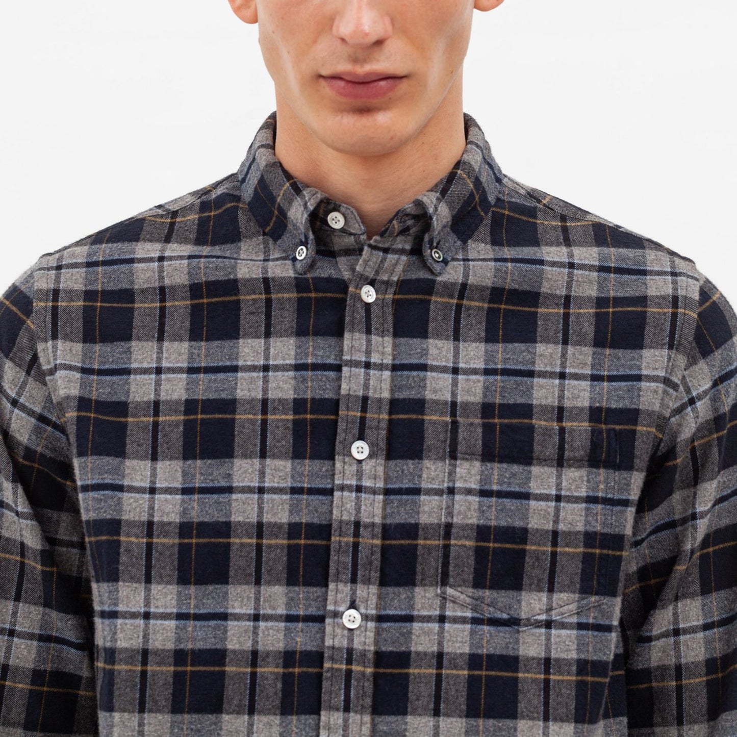 - Anton Flannel Check Shirt - Medium Grey