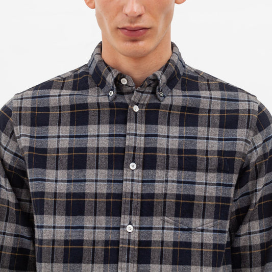 - Anton Flannel Check Shirt - Medium Grey
