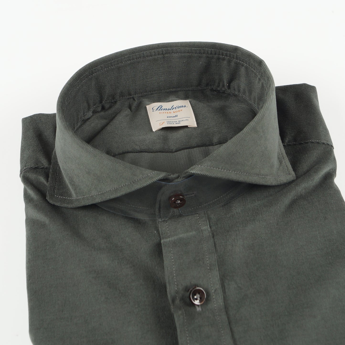 - Fitted Body Micro Cord Shirt - Green