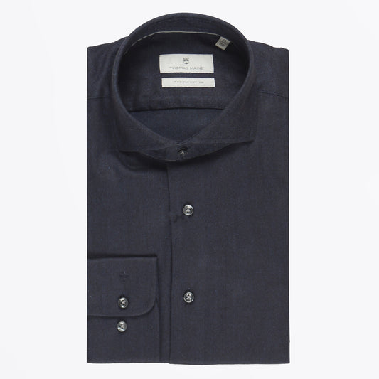 - Soft Brushed Herringbone Shirt - Grey