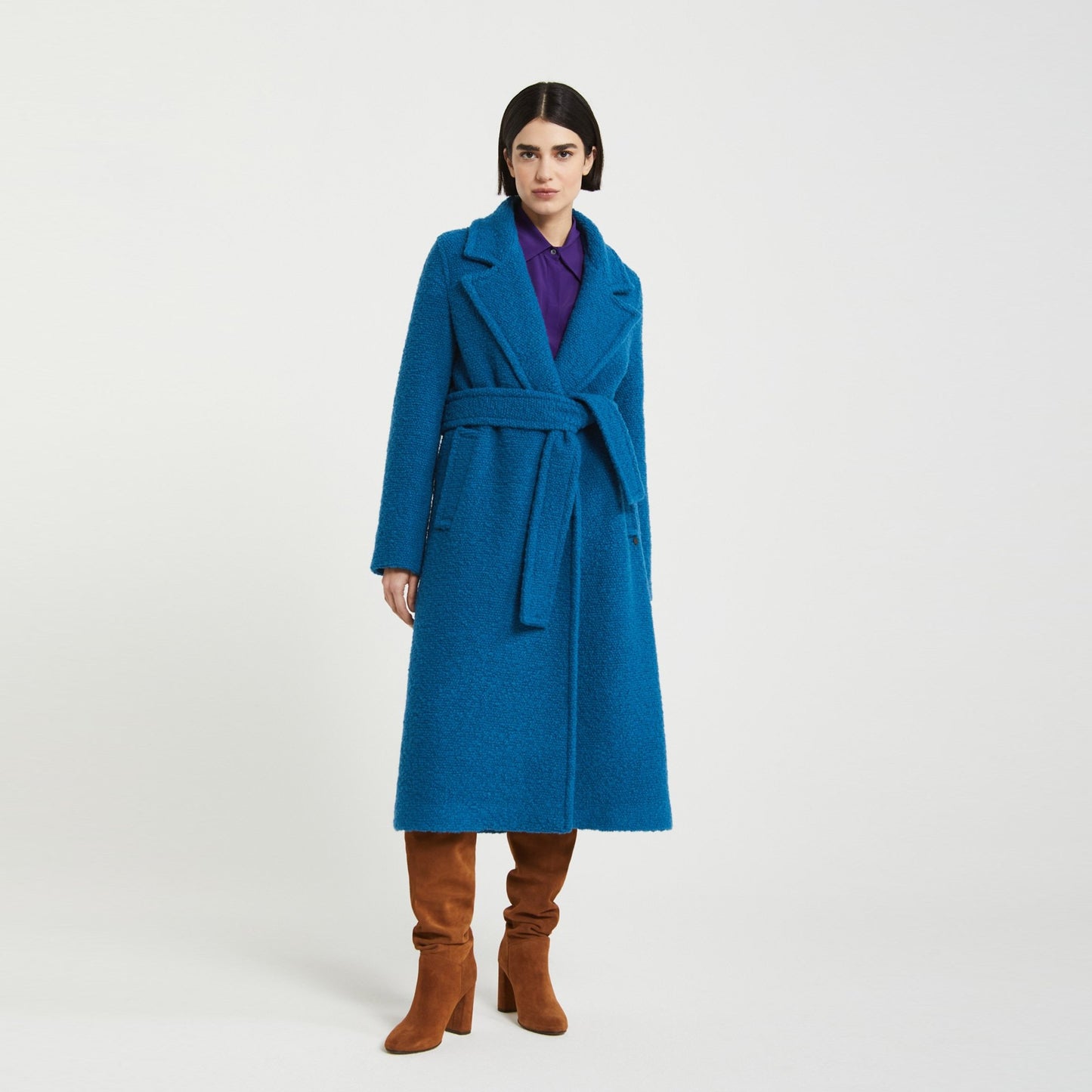 - Long Wool Coat - Cerulean Blue