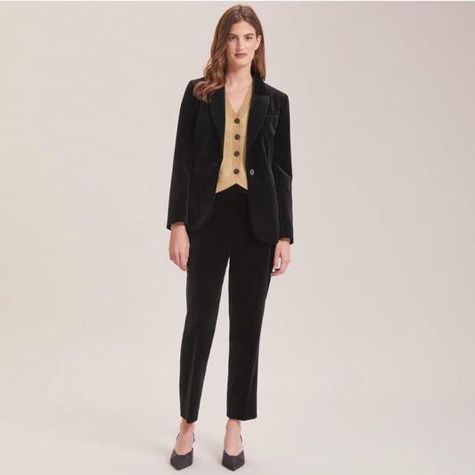 - Tatum Tapered Cotton Velvet Trousers - Black