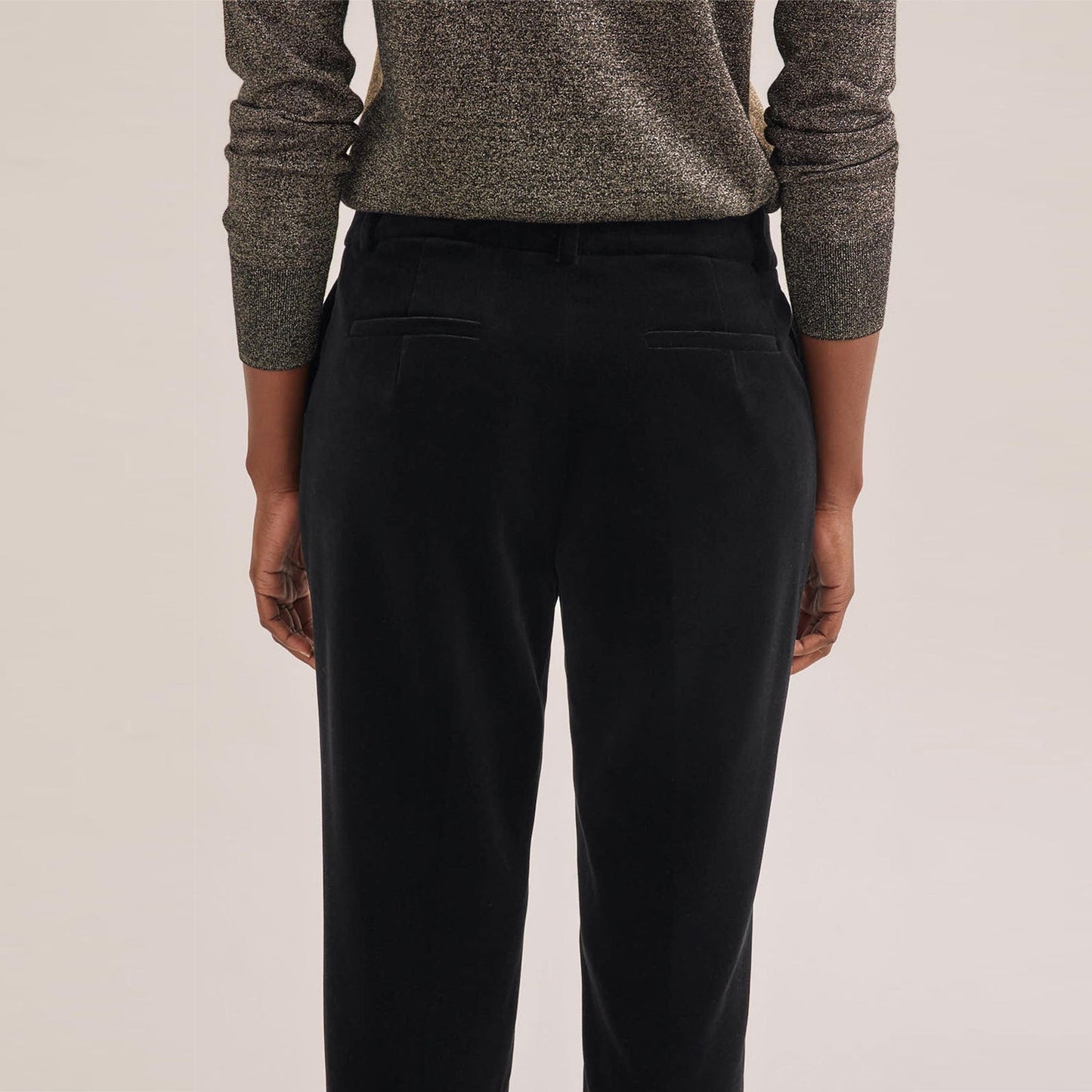 - Tatum Tapered Cotton Velvet Trousers - Black